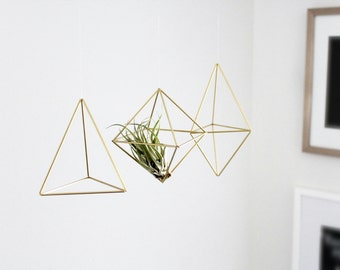 Air Plant Holder // Himmeli // Brass Air Plant // Wall Sconce // Geometric Planter // For Airplants // Set of 3