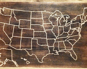 Travel Map | US Wood Map | USA Travel Map | Personalized | Pin Map | US Map with pins | United States Map | Customized | Rustic