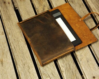 Distressed leather kindle Fire HD 8 10 case cover / Simple retro brown leather Fire HD 8 10 cover case FHX05S-S
