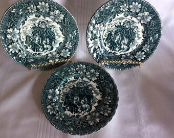 Vintage Coaching Taverns side plate Royal Tudor Ware Staffordshire blue teal color