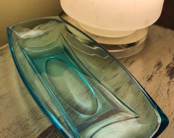 Relish Dish Midcentury Modern teal blue