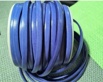 16" 5mm Flat Leather Cord, Italian Dolce Vivid Blueberry Flat Leather Cord Bracelet Finding, Jewelry supplies strap