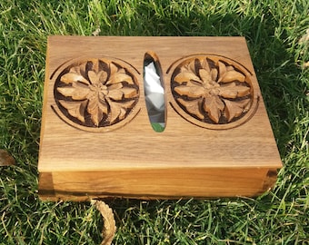 Armenian Wooden Tissue Box Holder with Eternity Sign and Flowers