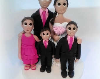 Custom Pink Family Wedding Cake Topper