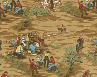 RARE!! Home on the Range quilting fabric by Moda in Brown REMNANTS