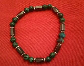 Malachite and Hematite bead bracelet
