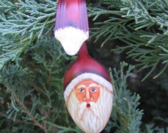 SALE 3.5" Painted RED Santa Spoon Christmas Ornament