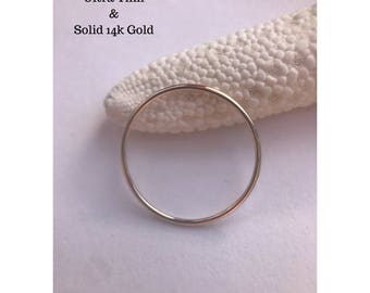 Gold Ring, SOLID 14k Ultra Thin Band, Wedding Ring, Delicate Ring, Simple Ring Spacer Stackable Ring Mothers Day Plain Band, Easter