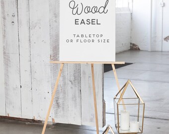 Wedding Easel - Natural Wood Easel - Easel for Sign - Table Top Easel or Floor Display Easel - Wood Easel for Wedding Canvas