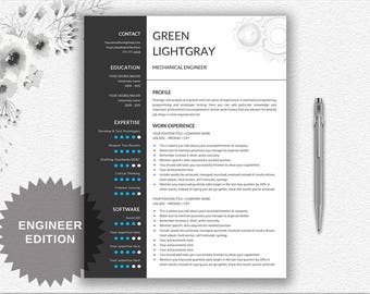 Engineer Resume Printable Template Editable in Word | Gear Design Resume | CV Template + Resume Writing Tips | Instant Download | Modern