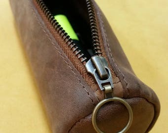 Leather case leather pencil case Distressed Leather roll leather pencil pouch