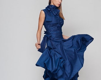 Dresses on sale New Spring Dress, Loose Dress, Blue Dress, Turtleneck Dress, Plus Size Boho Dress, Holiday Dress, Sun Dress, Ribbon Dress, B