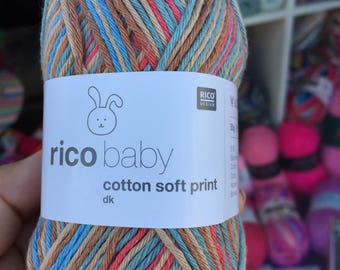 Baby cotton soft print orange purple lemon pastel pink colours mix 50 g 125m for needle size 3.5-4 colour code 016