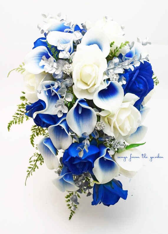 Bouquet sposa bianco-blu 17