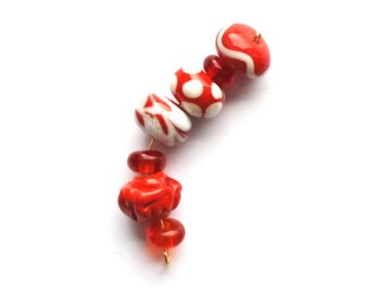 Set of red lampwork viking beads