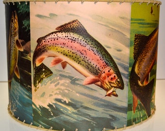 Retro TROUT FISHING Lamp Shade 14 x 14