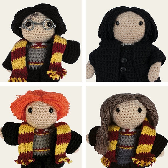 Harry Potter Pack: Harry, Hermione, Ron Weasley & Severus Snape. Amigurumi Pattern PDF.