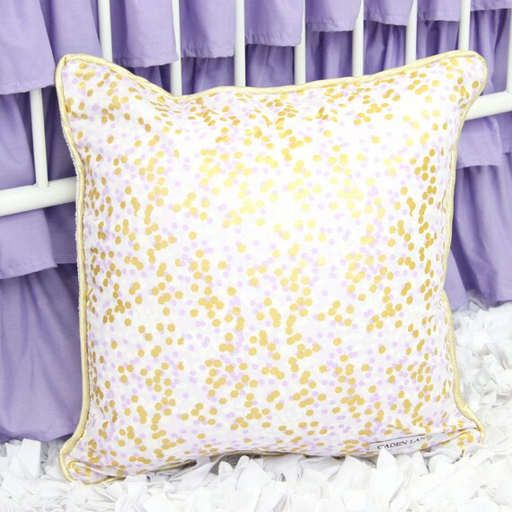 Lilac & Gold Dot Square Pillow Purple and Blush Floral