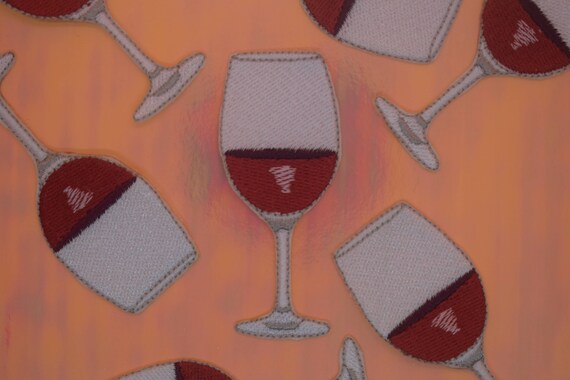 Wine Glass Iron on Patch