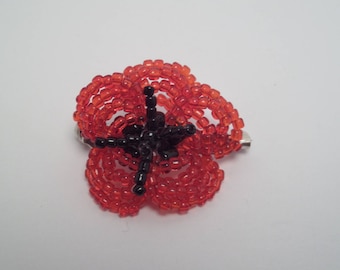 Red poppy flower brooch