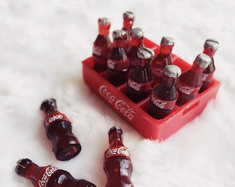 Miniature Coca cola 12bottle with tray,Miniature Coke, Dolls and Miniature,Miniature Cola bottle,Dollhouse coke,Cocacola,Coke