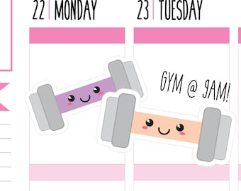 Dumbbell Planner Stickers, Workout Stickers, Fitness Planner, Exercise, Kawaii, Functional, Happy Planner Stickers, Erin Condren Stickers