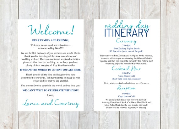 Welcome Letter Wedding Welcome Letter Wedding Itinerary