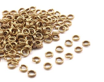 4mm Double Jump Ring - 250 Raw Brass Double Jump Rings , Split Rings (4x0.80mm) A0327