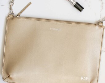 Personalised Initial Metallic Pouch Clutch Bag - Personalised Pouch - Bridesmaid Bag - Maid Of Honour Gift - Thank You Gift - Bag Gift