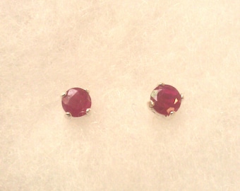 Genuine Ruby (July Birthstone) 4 mm stud earrings
