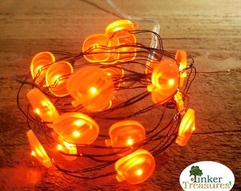 Pumpkin Fairy Lights, Mini Fall Orange PUMPKIN LED Lights, Tiny Lights, Terrariums, Miniature Gardens, Fairy Gardens, Fall Minis