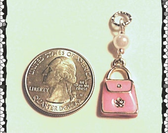 Hearing Aid Charms: Petite Pink Jeweled Purses with Glass Accent Beads!