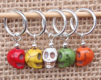 Day of the dead stitch markers, set of five