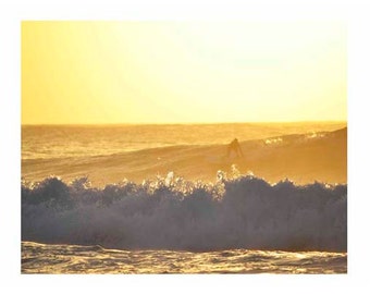 Sunset Waves Film Rincon Puerto Rico Beach Surf Yellow Surfer Surf Art 11x14 Print