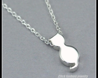 Sterling silver cat necklace, personnalized cat necklace, initial cat necklace, cat lover jewelry, kitty necklace, cat jewelry, kitten
