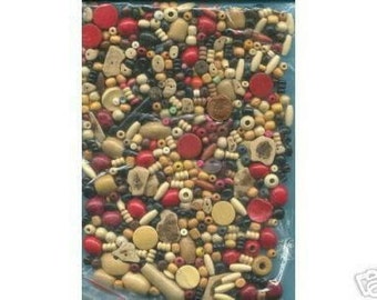 500 Wood Beads, Assorted Shapes, Sizes and Colors