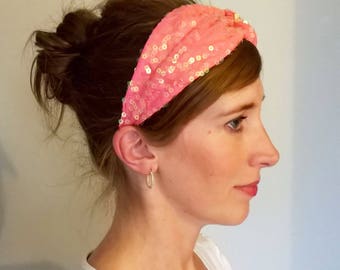 Ladies Headband, Fabric Headband, Mums Gift, Tie Headband, Bow Headband, Side Tie Headband, Occasion Headband,sequin Headband, Ladies Gift