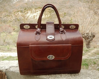 Old bag, suitcase, leather bag, free shipping