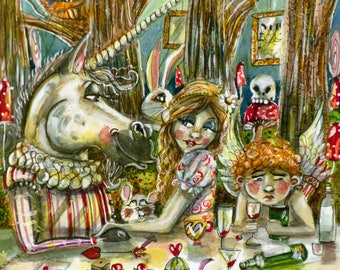 Love in Wonderland A3 print