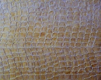 Leather 6" X 9" Mock Croc Sand Coloured - Subtle Patent Embossed Cowhide