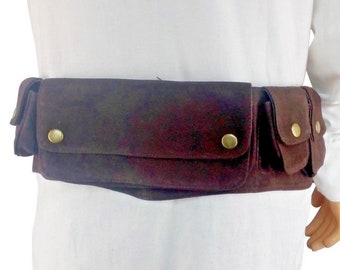 LARP Black and Brown Leather Scout Belt with built in pouch's