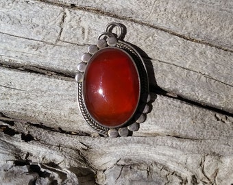 Antique Carnelian and Sterling Silver Pendant