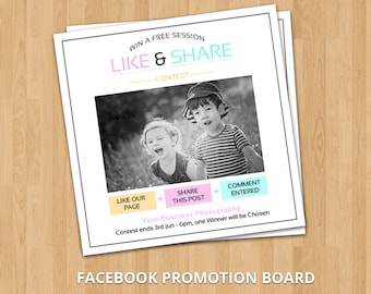 Facebook Promotion Marketing Board | Facebook Like, Share, comments | Photoshop & Elements Template | Instant Download