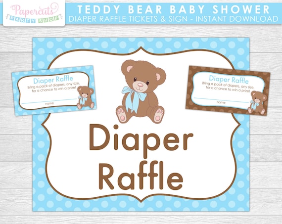 Printable Teddy Bear Diaper Raffle Tickets
