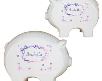 Personalized Lacey Bow Piggy Bank