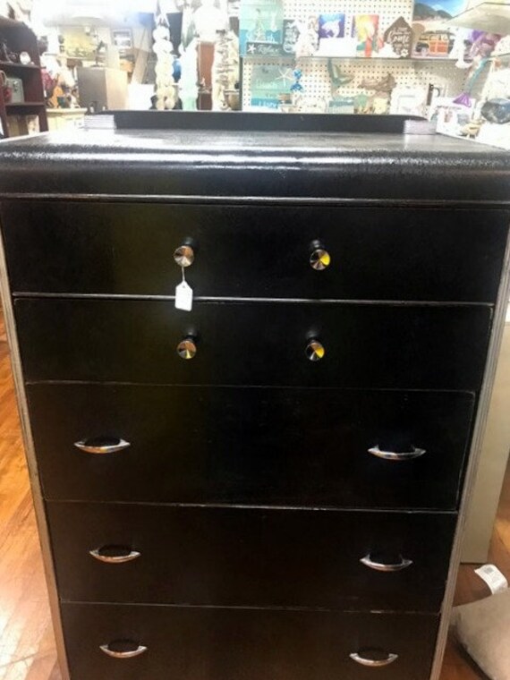 Tall Black Dresser Art Deco Waterfall
