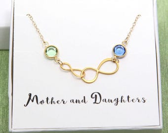 Mother Necklace, Mother Daughter Necklace, Gold Infinity Necklace, Double Infinity Necklace, Mom Daughter Jewelry, To Mom From Daughter