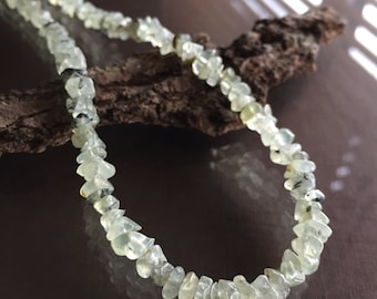 Prehnite Necklace, Prehnite and Sterling Silver Necklace