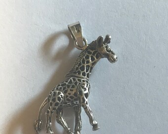 Sterling Silver Articulated Giraffe Pendant Charm