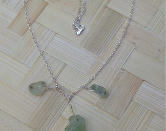 Necklace of bonfire seaglass on sterling silver chain